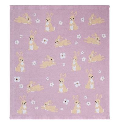 Living Textiles Whimsical Bunny Baby Blanket Lilac