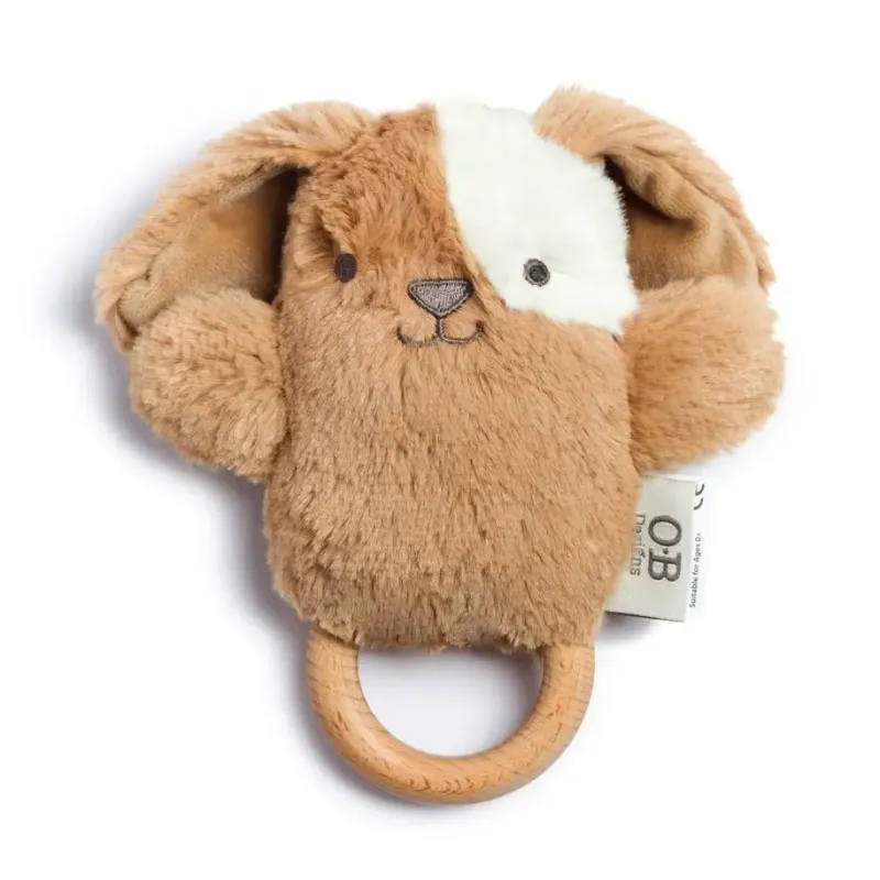 OB Designs Duke Dog Soft Rattle Toy 17cm