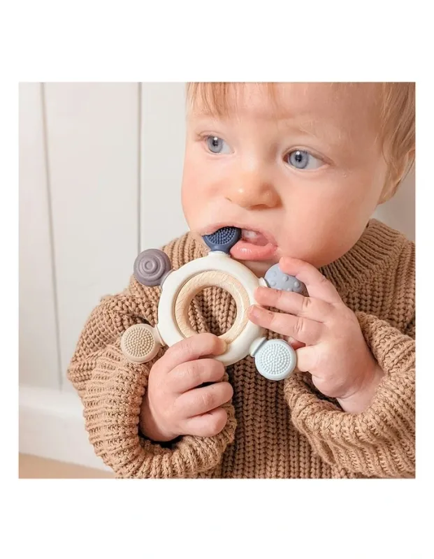 Living Textiles Playground Multi-Surface Teething Wheel - Steel Blue