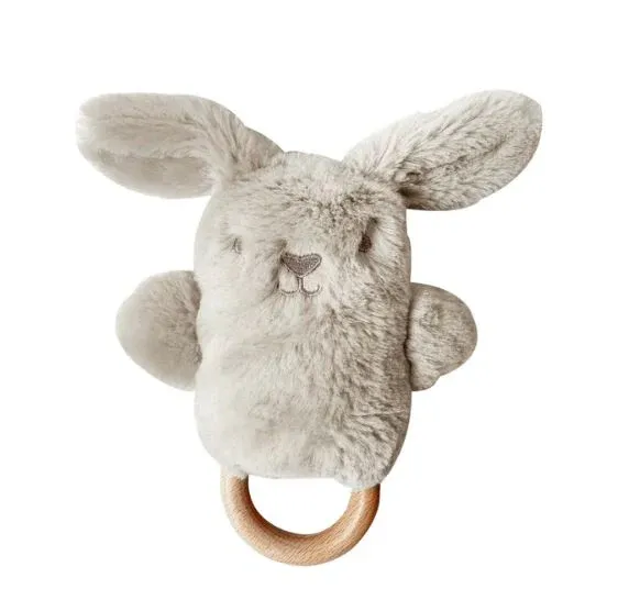 OB Designs Ziggy Oatmeal Bunny Soft Rattle Toy