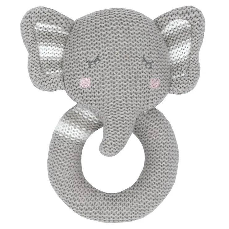 Living Textiles Eli the Elephant Knitted Rattle