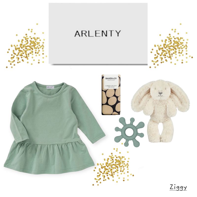 Ziggy Baby Gift Set – Organic Cotton Dress, Plush Bunny, Teether &amp; Chocolate