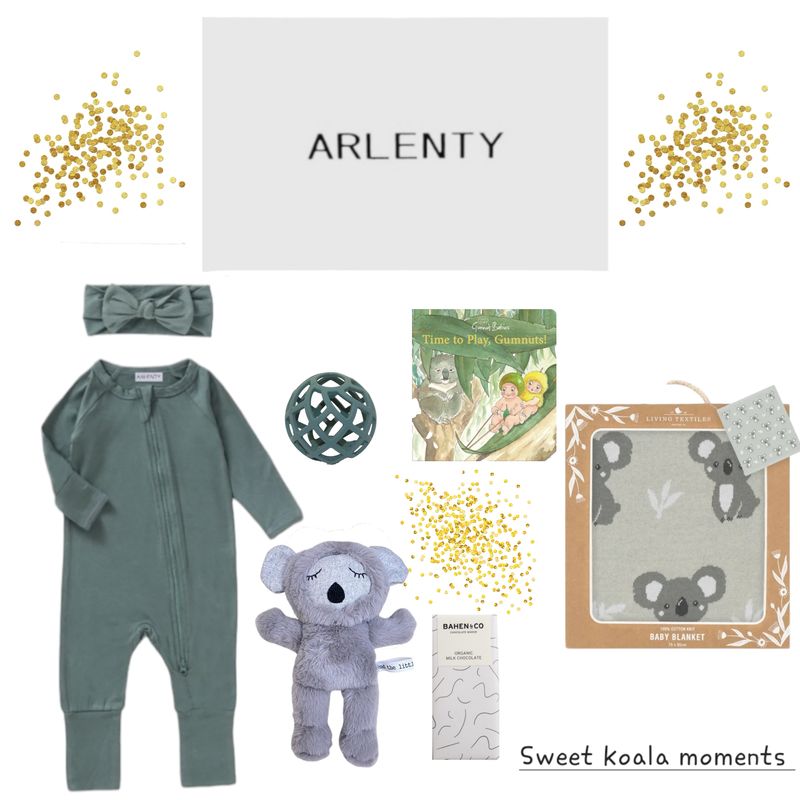 Sweet Koala Moments Baby Gift Set – Bamboo Romper, Koala Plush Toy, Teether, Blanket, Book &amp; Chocolate