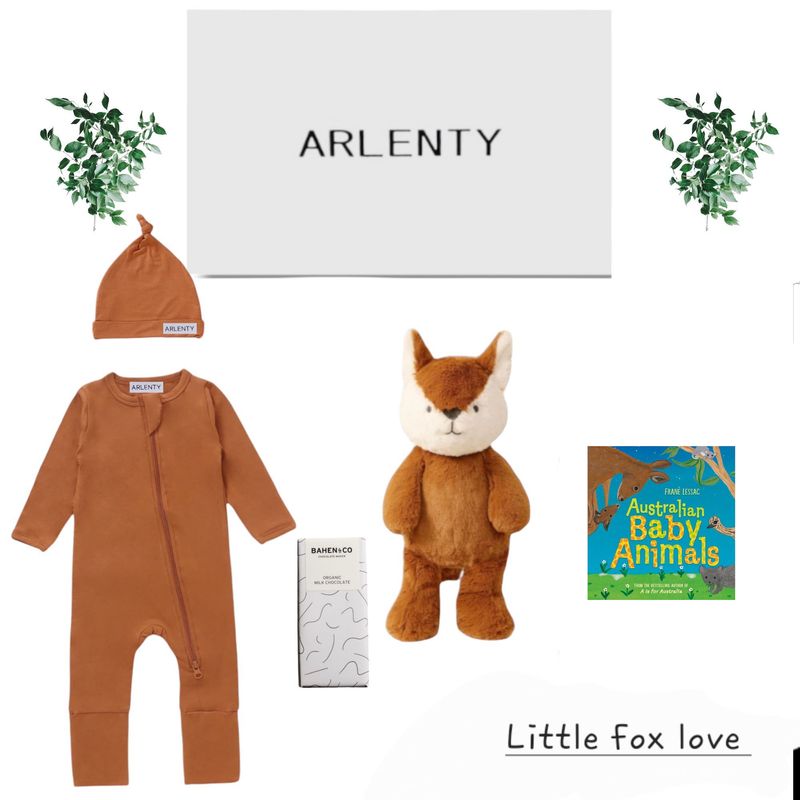 Little Fox Love Baby Gift Set – Bamboo Romper, Bamboo Beanie, Frankie Fox Soft Toy, Australian Baby Animals Book &amp; Organic Milk Chocolate