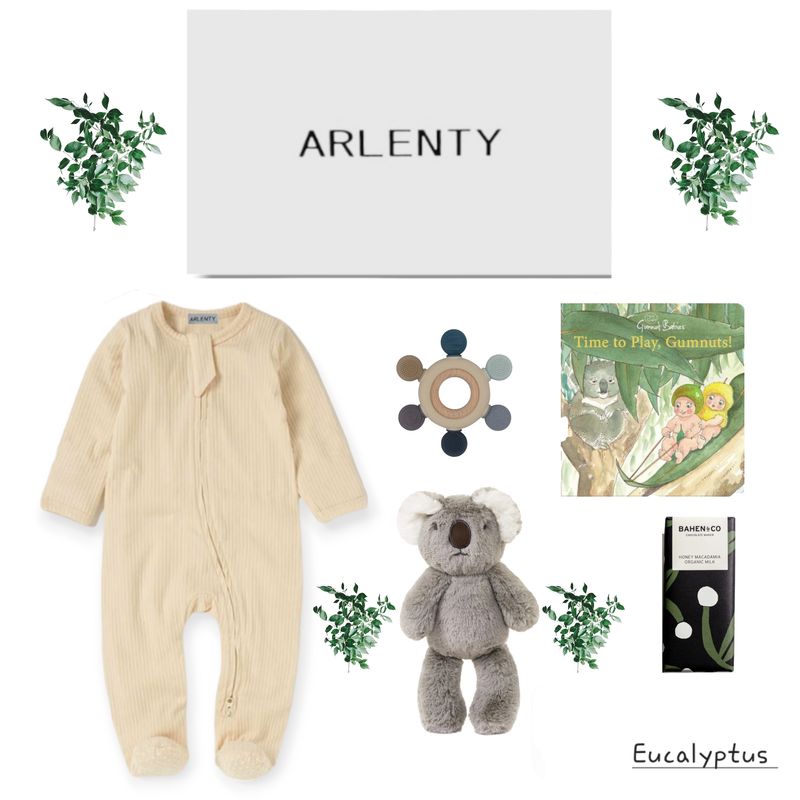 Eucalyptus Baby Gift Set – Organic Romper, Koala Plush Toy, Teether, Book &amp; Chocolate