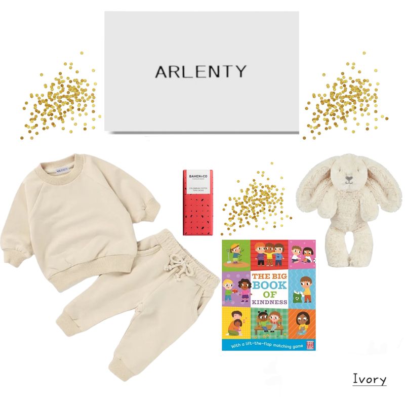 Ivory Baby Gift Set – Organic Cotton French Terry Sweat Set, Little Ziggy Bunny, Colombian Coffee &amp; The Big Book of Kindness