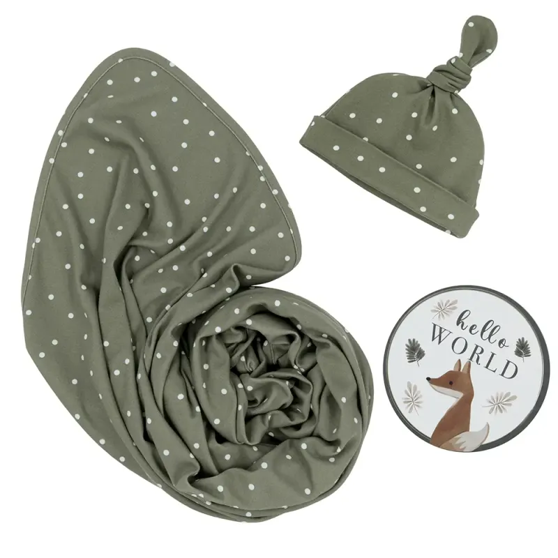 Living Textiles Newborn Gift Set - Olive Spots Living Textiles Newborn Gift Set - Olive Spots