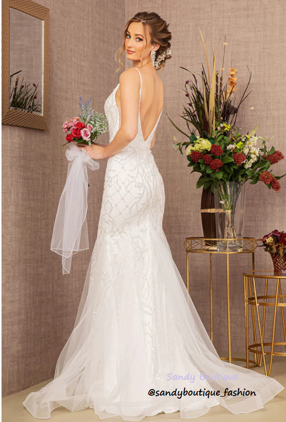 Embellished Sleeveless Wedding Gown
