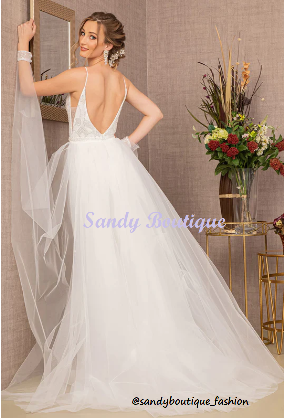 Embellished Sleeveless Wedding Gown