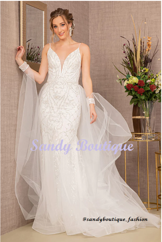 Embellished Sleeveless Wedding Gown