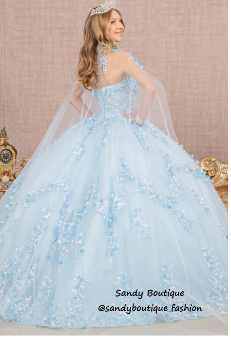 Quinceanera Dress With Detachable Cape