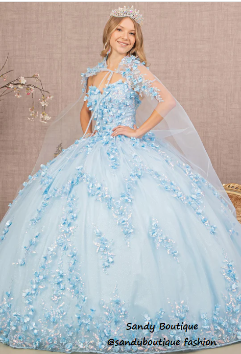 Quinceanera Dress With Detachable Cape