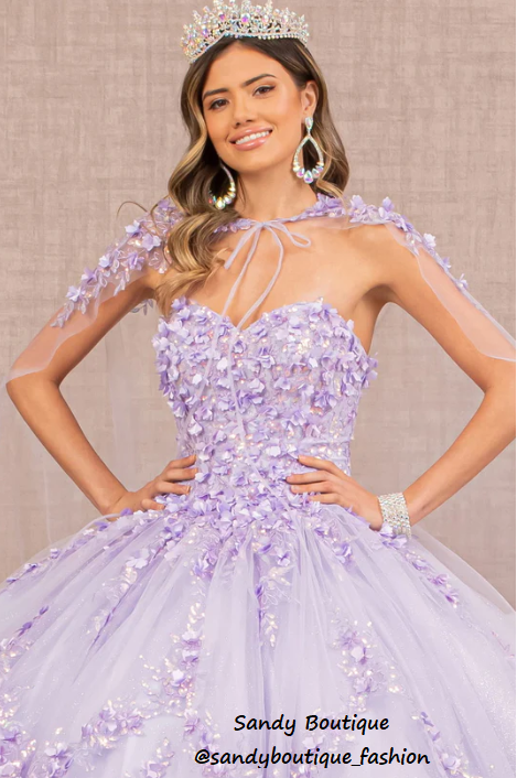 Quinceanera Dress With Detachable Cape