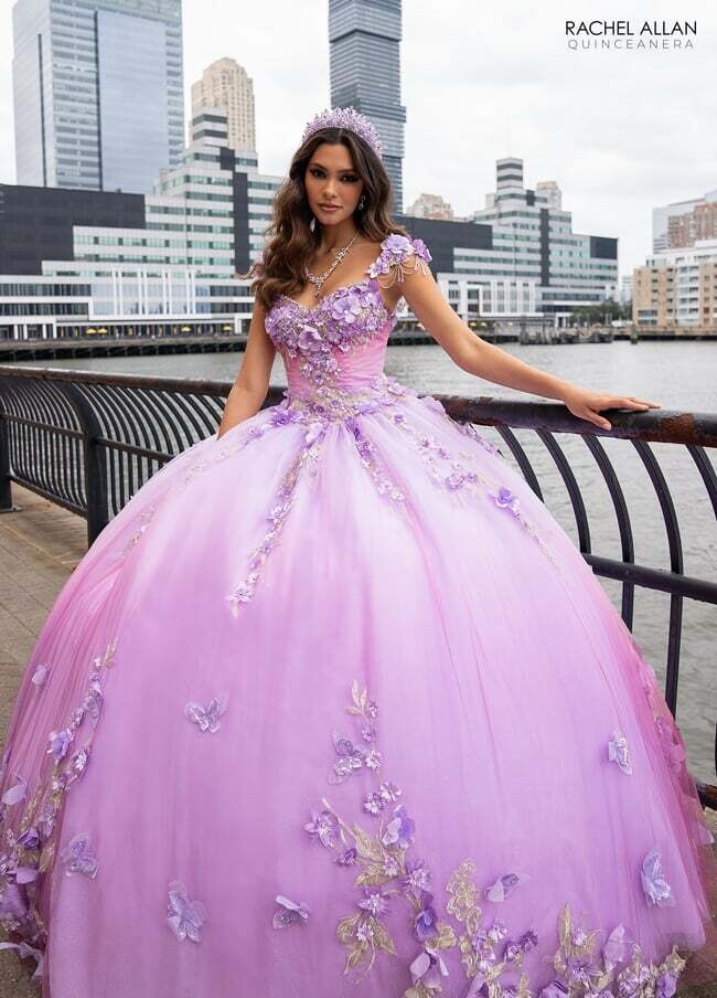 Rachel Allan RQ3125 Ombre Tulle Glitter Applique Beaded Princess Dress