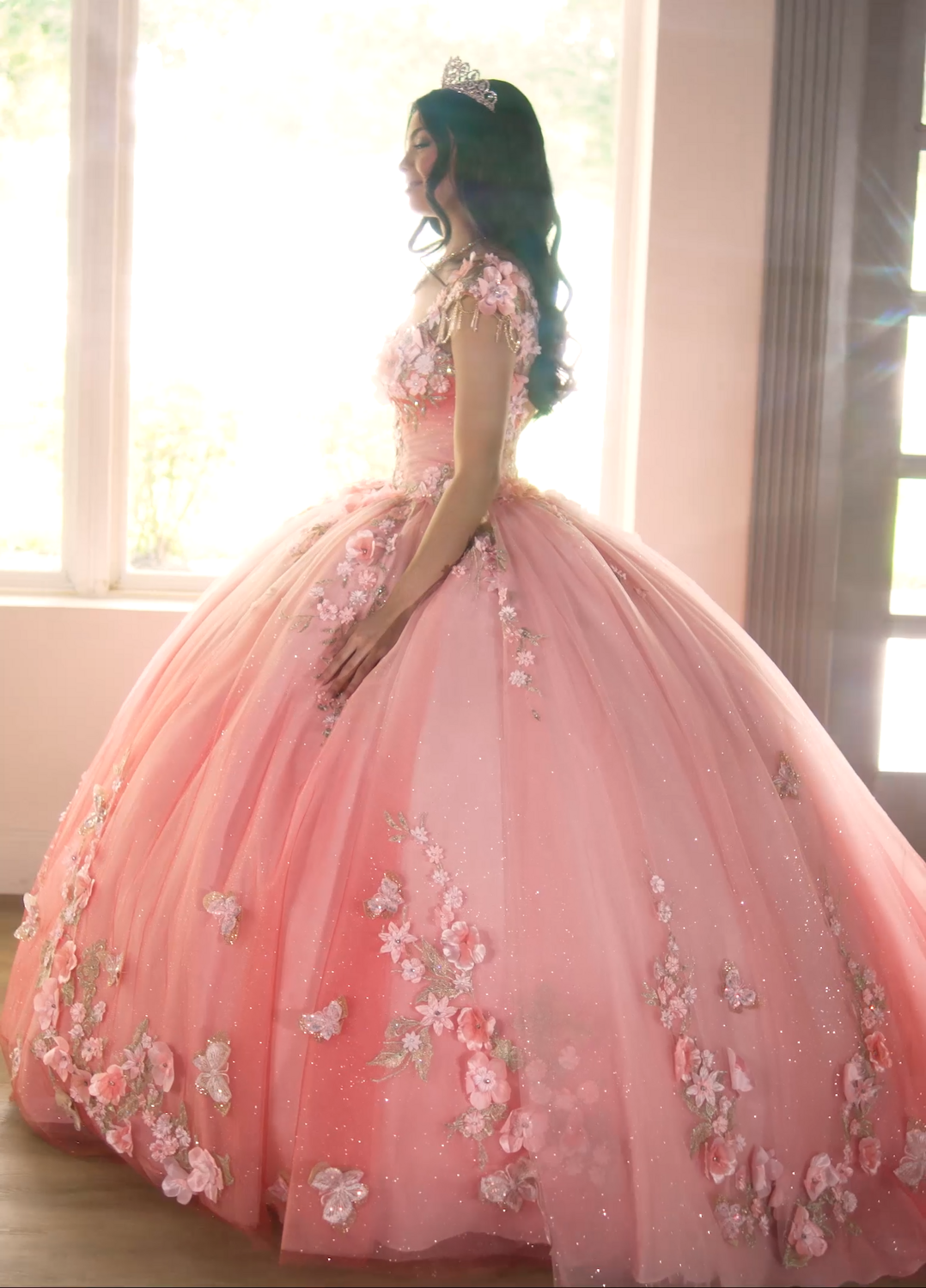 Rachel Allan RQ3125 Ombre Tulle Glitter Applique Beaded Princess Dress