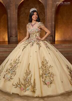 SB3126 TULLE BALLGOWN WITH APPLIQUE, BEADING, AND 3D FLOWERS