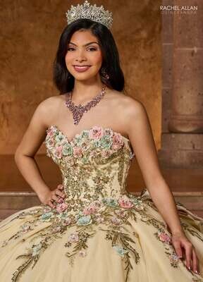 SB3126 TULLE BALLGOWN WITH APPLIQUE, BEADING, AND 3D FLOWERS