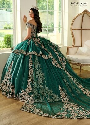 SB3129 EMERAL OR BLUSH GOLD, TULLE, GLITTER TULLE, APPLIQUE, BEADING