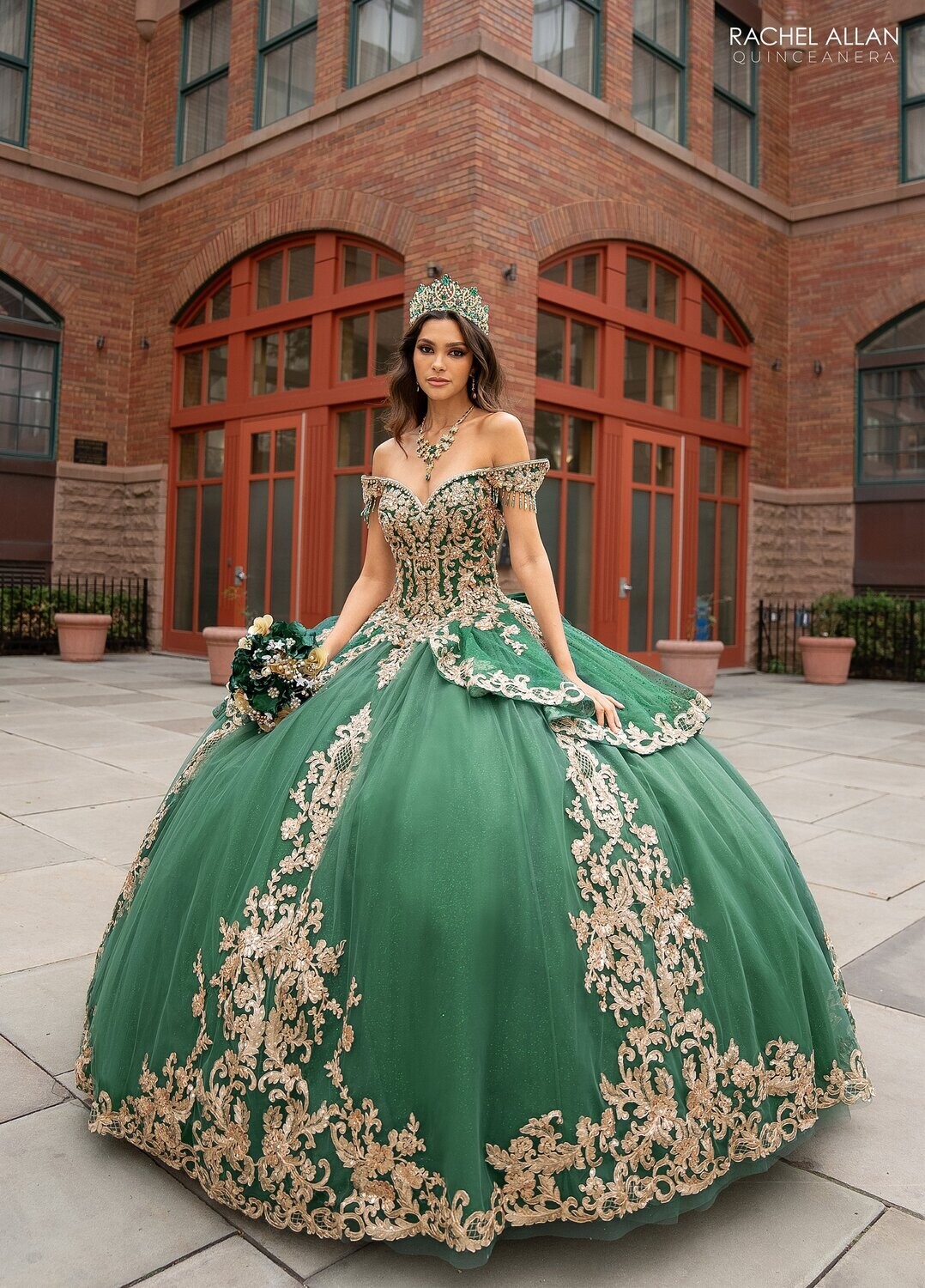 SB3129 EMERAL OR BLUSH GOLD, TULLE, GLITTER TULLE, APPLIQUE, BEADING