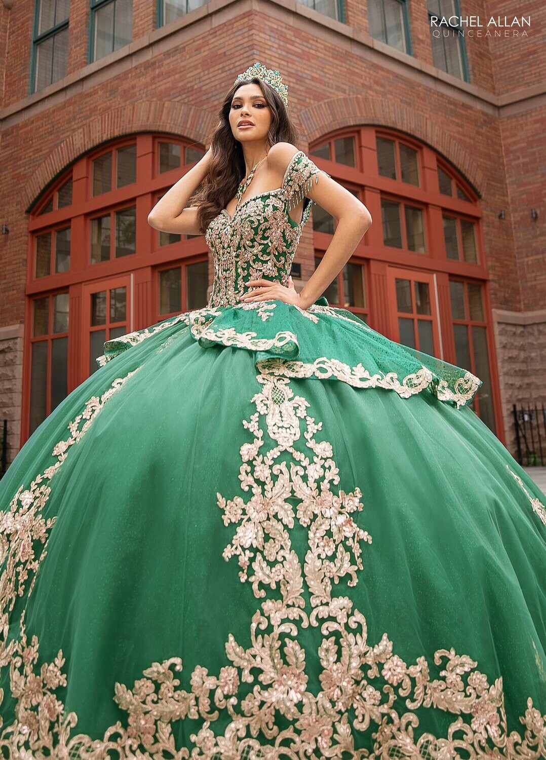 SB3129 EMERAL OR BLUSH GOLD, TULLE, GLITTER TULLE, APPLIQUE, BEADING