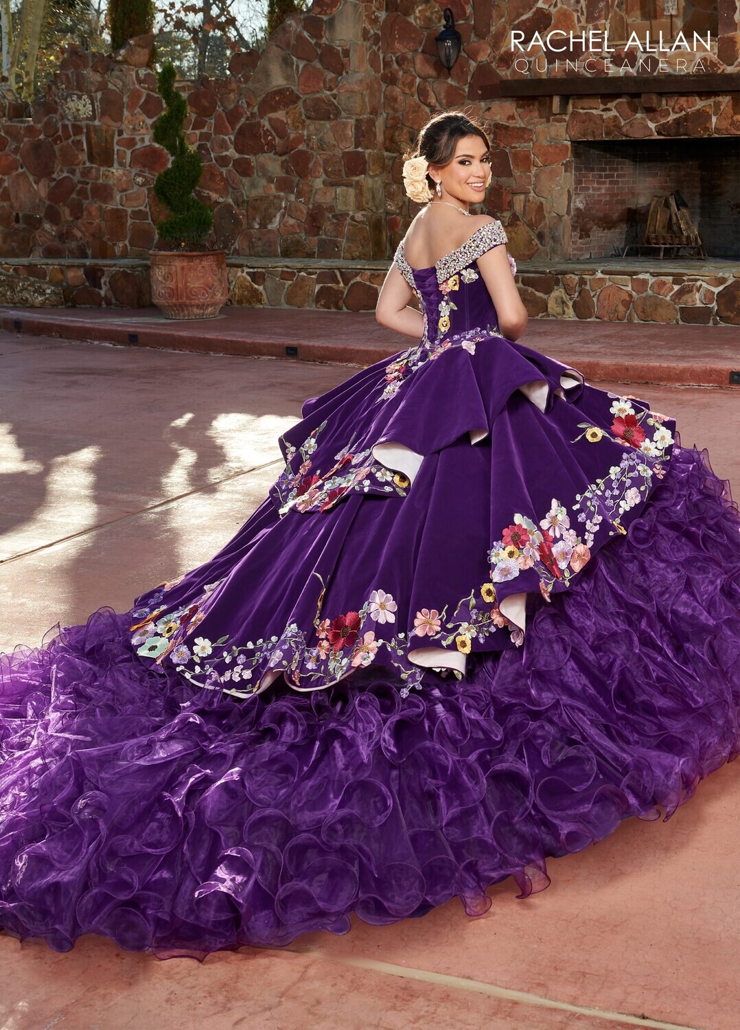 SQ3111 BLACK MULTI, BURGUNDY MULTI, OR PURPLE MULTI - VELVET, ORGANZA, APPLIQUE, BEADING