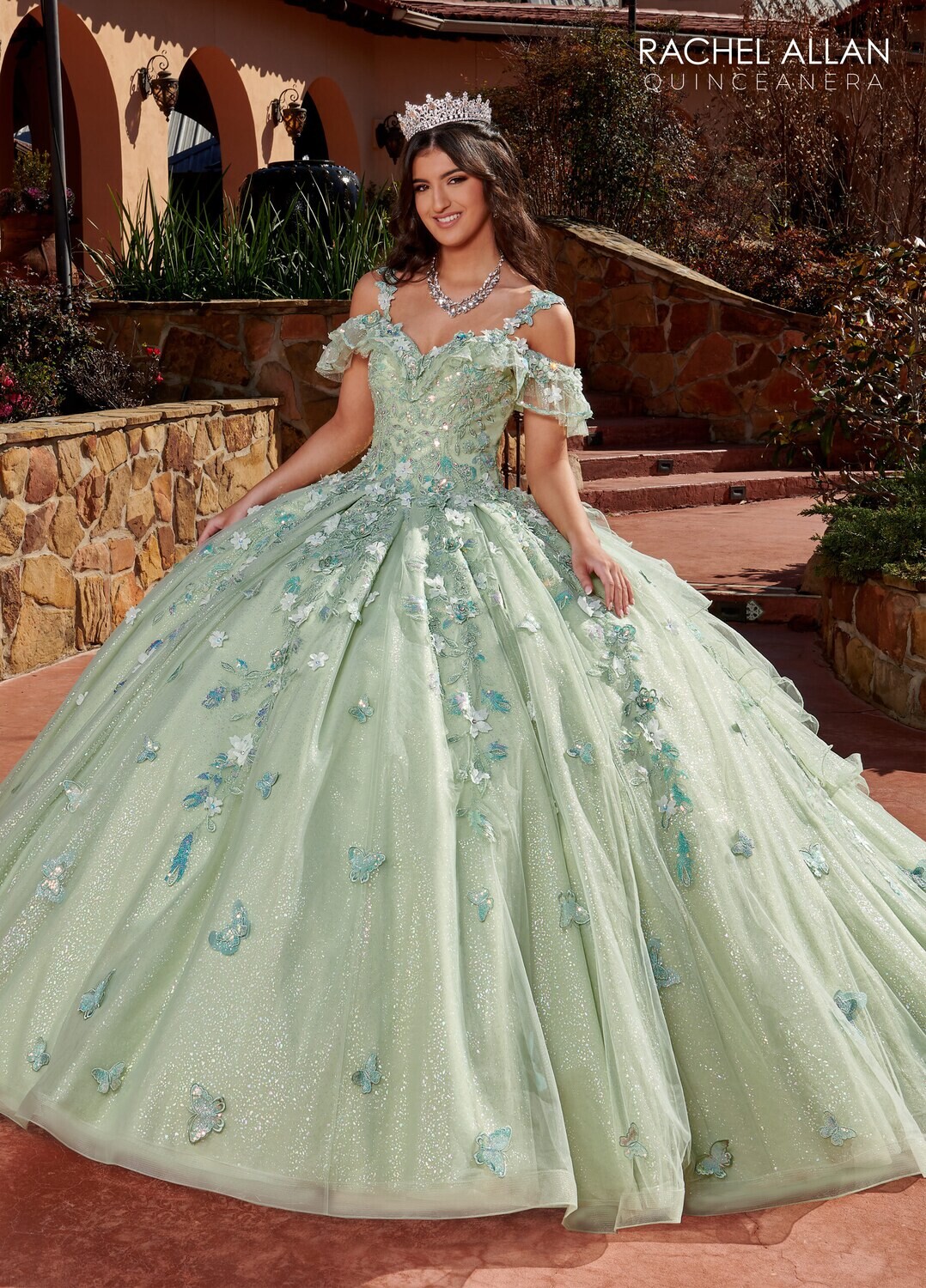 RQ3120 TULLE, EMBROIDERY, GLITTER, BEADING, 3D FLOWERS Available In BLUSH ROSE GOLD, SAGE