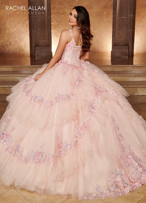 ​RQ3103 GLITTER TULLE, EMBROIDERY, BEADING, 3D FLOWERS Available In BLUSH, LIGHT BLUE