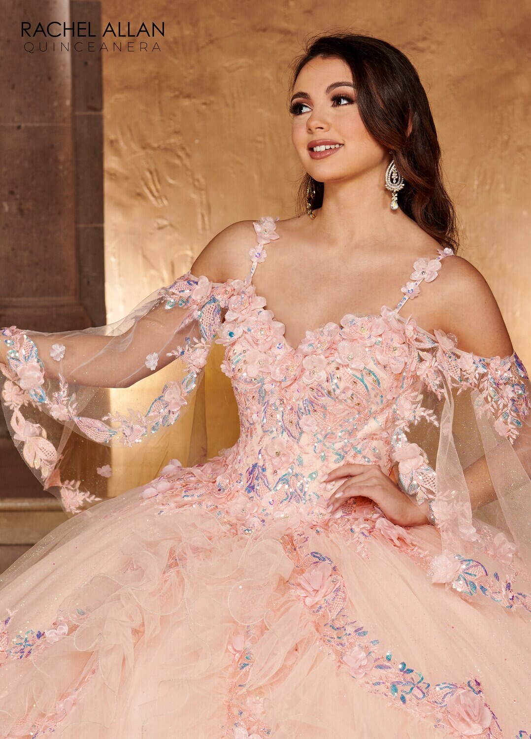 ​RQ3103 GLITTER TULLE, EMBROIDERY, BEADING, 3D FLOWERS Available In BLUSH, LIGHT BLUE