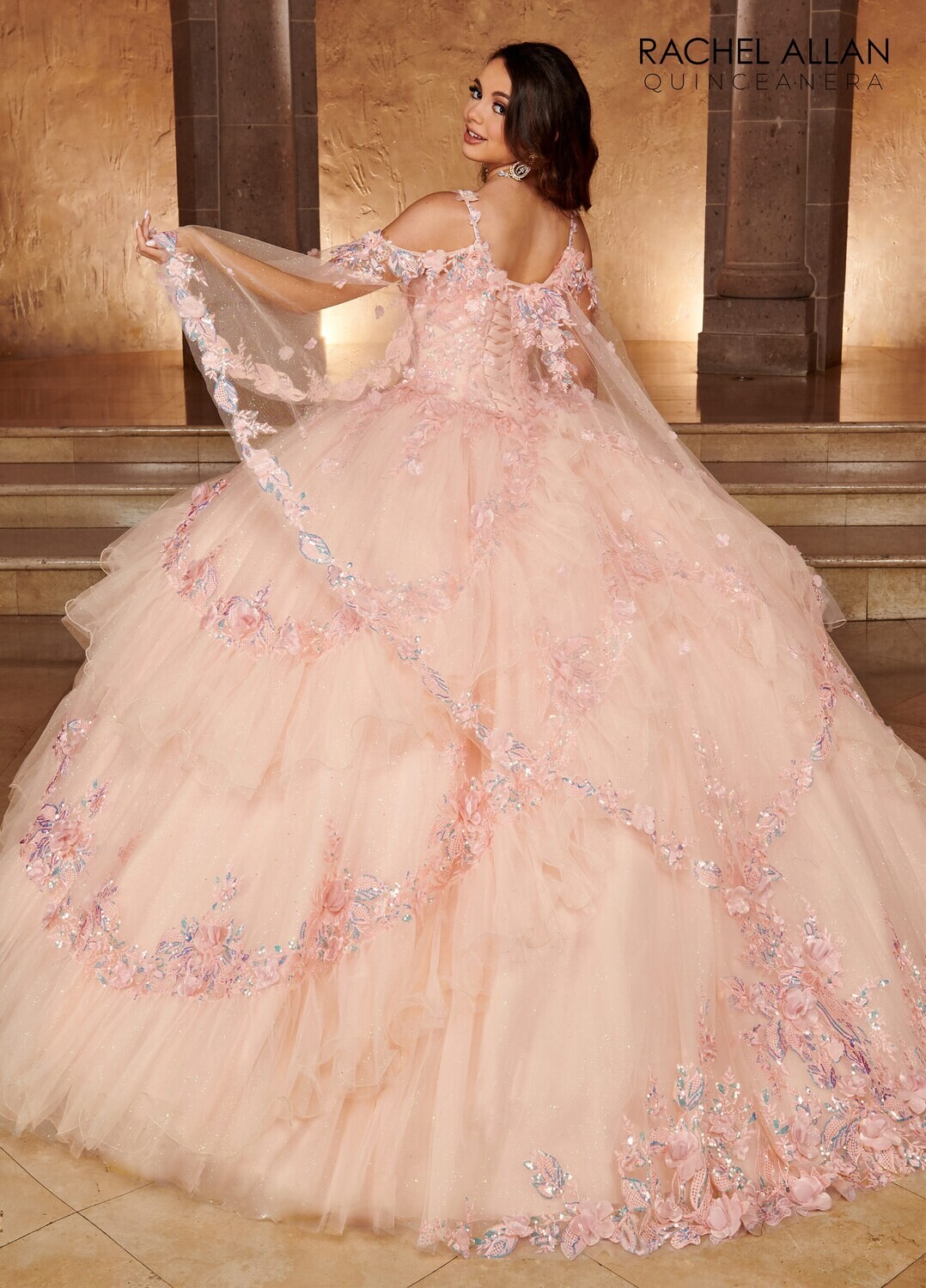 ​RQ3103 GLITTER TULLE, EMBROIDERY, BEADING, 3D FLOWERS Available In BLUSH, LIGHT BLUE