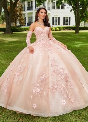 RQ3106 GLITTER ORGANZA, SEQUIN EMBROIDERY, 3D FLOWERS Available In BLUSH, LIGHT BLUE