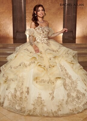 ​RQ3107 TULLE, GLITTER TULLE, SEQUIN EMBROIDERY, BEADING Available In CHAMPAGNE ROSE GOLD, EMERALD ROSE GOLD