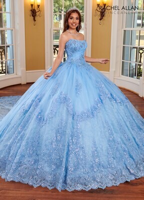 ​RQ3110 GLITTERED LACE AND TULLE, SEQUIN EMBROIDERY, BEADING Available In AZURE, BLUSH