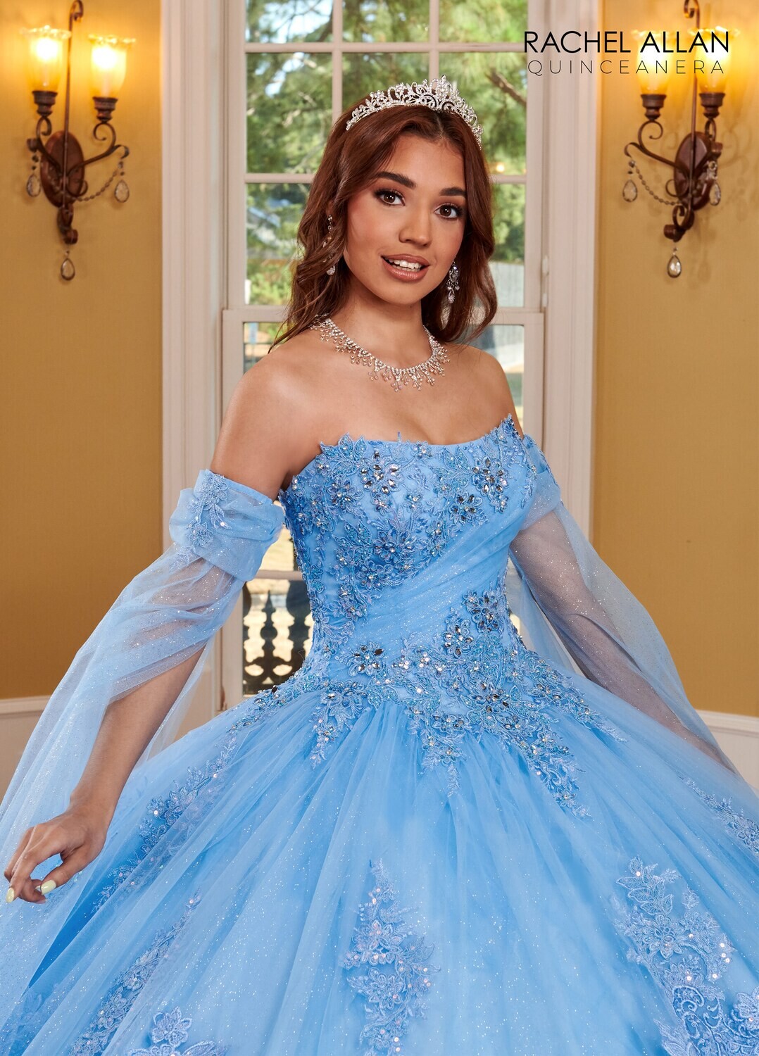 ​RQ3110 GLITTERED LACE AND TULLE, SEQUIN EMBROIDERY, BEADING Available In AZURE, BLUSH