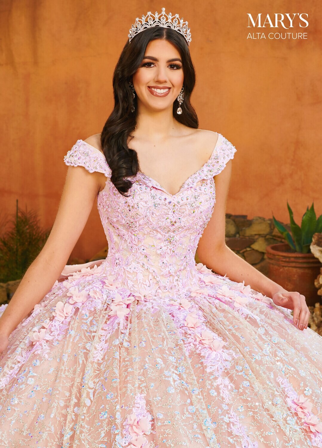 MQ3087 Glitter Tulle, Lace, Applique, 3D Flowers, Beading Available In BLUSH, YELLOW