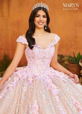 MQ3087 Glitter Tulle, Lace, Applique, 3D Flowers, Beading Available In BLUSH, YELLOW