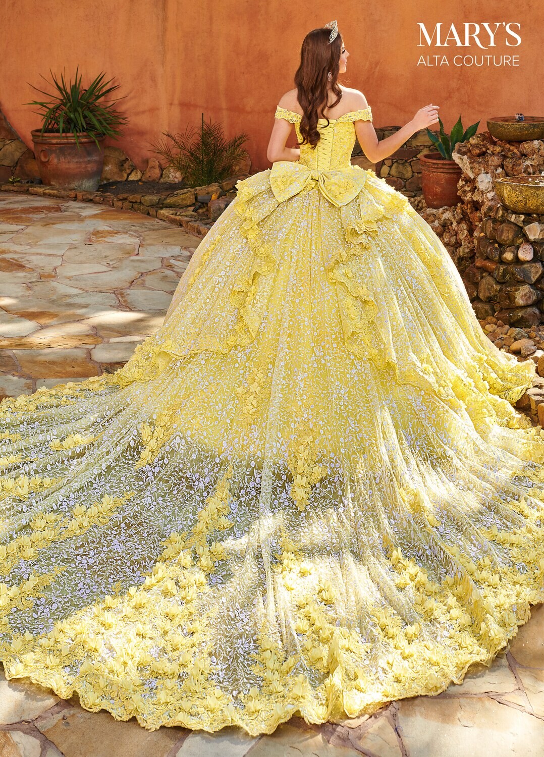MQ3087 Glitter Tulle, Lace, Applique, 3D Flowers, Beading Available In BLUSH, YELLOW