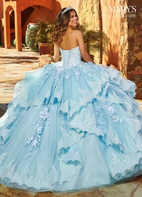 ​MQ3088 Tulle, Glitter Tulle, Applique, 3D Flowers, Beading Available In Light Blue, Lilac