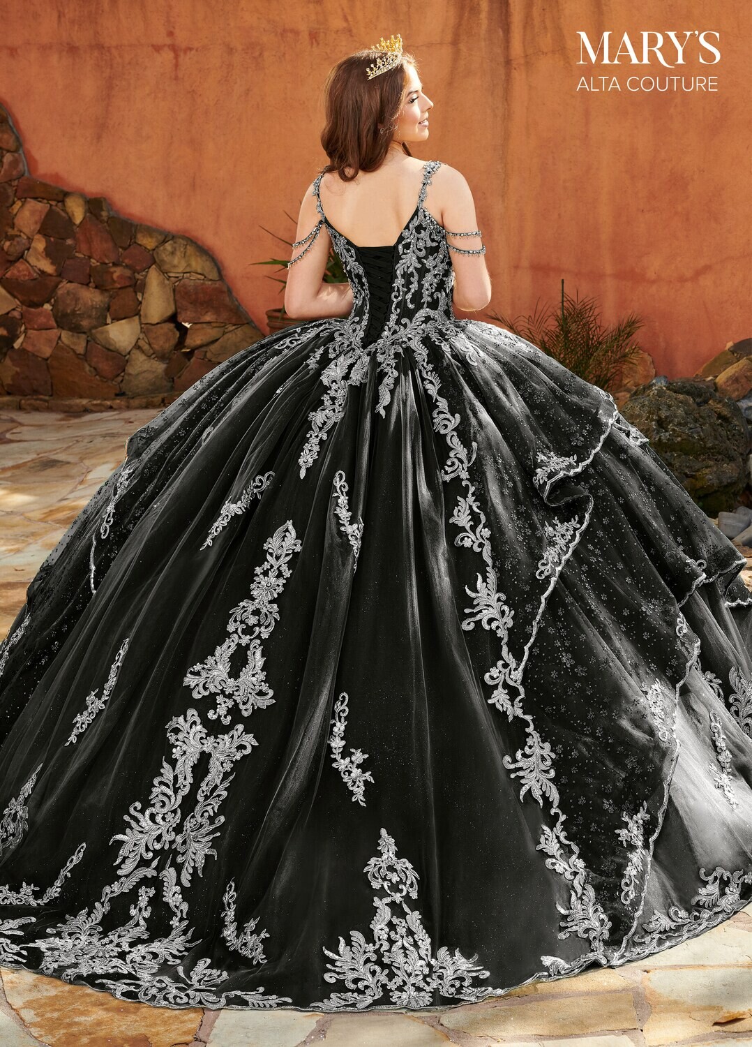 ​MQ3094 Glitter Tulle, Tulle, Applique, Beading Available In Black Silver, Emerald Rose Gold