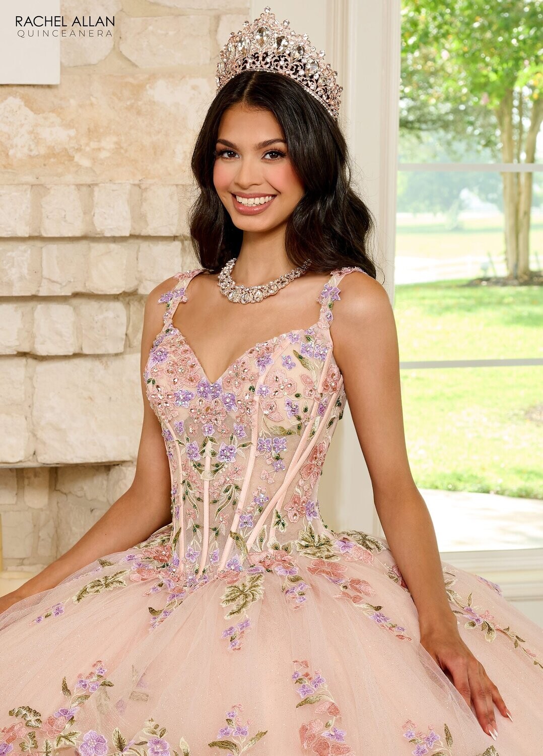 ​RQ2182 TULLE, GLITTER TULLE, APPLIQUE, BEADING Available In BLUSH MULTI, SAGE MULTI