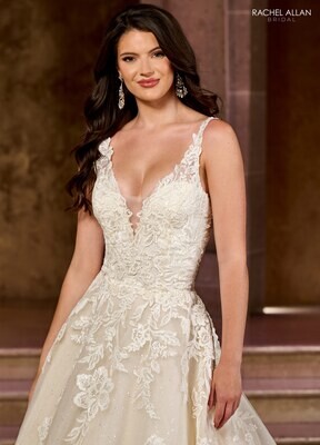 RB5037 TULLE, GLITTER TULLE, APPLIQUE, Available In BEADING IVORY, IVORY CHAMPAGNE, WHITE