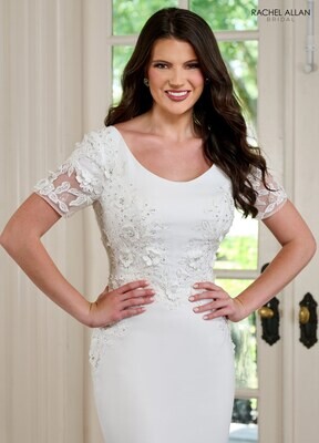 RB5041 CREPE, TULLE, APPLIQUE BEADING Available In: IVORY, WHITE