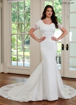 RB5041 CREPE, TULLE, APPLIQUE BEADING Available In: IVORY, WHITE