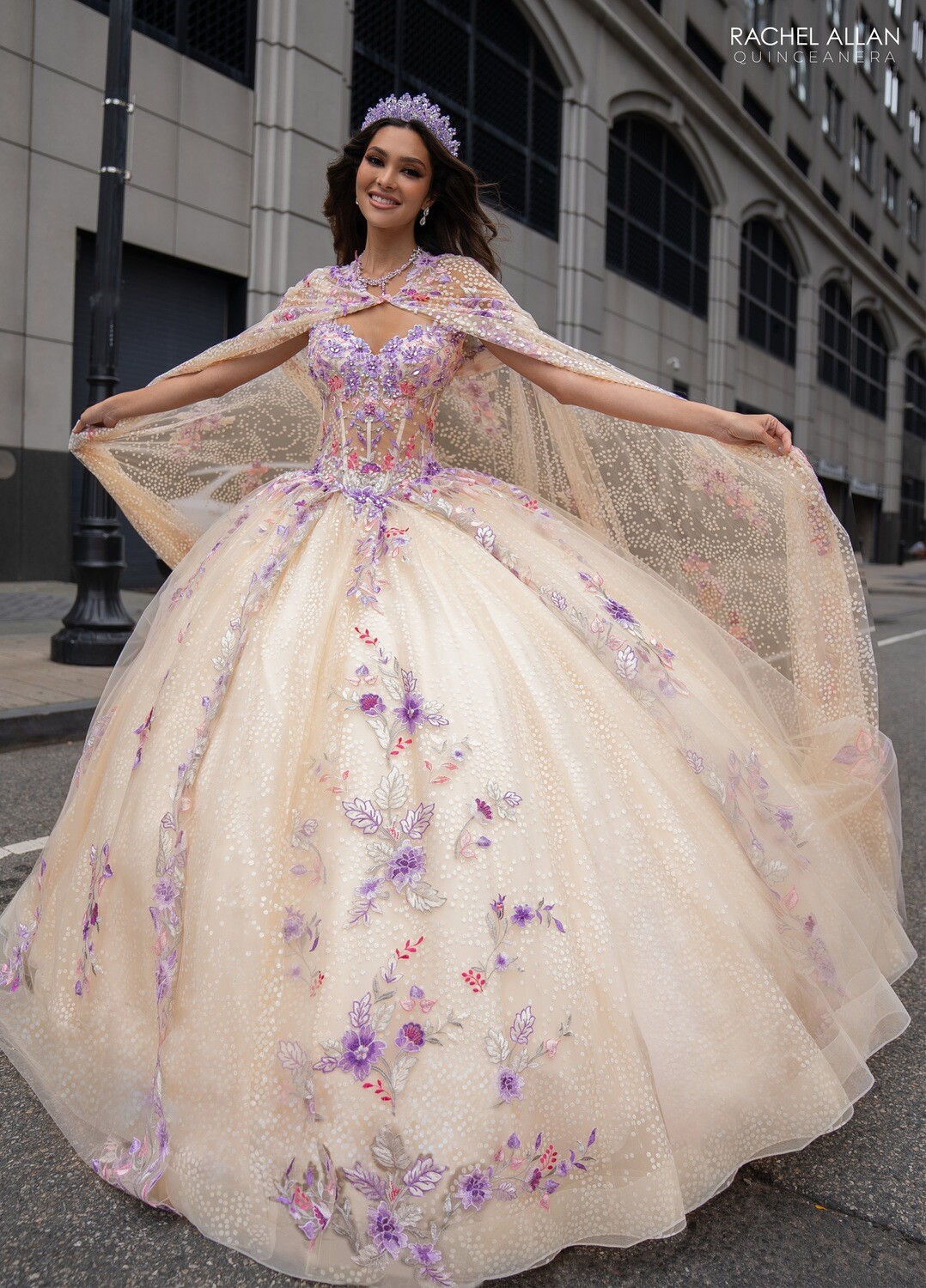 ​RQ2185 TULLE, GLITTER TULLE, APPLIQUE, BEADING BLUSH MULTI, CHAMPAGNE MULTI, LIGHT BLUE MULTI