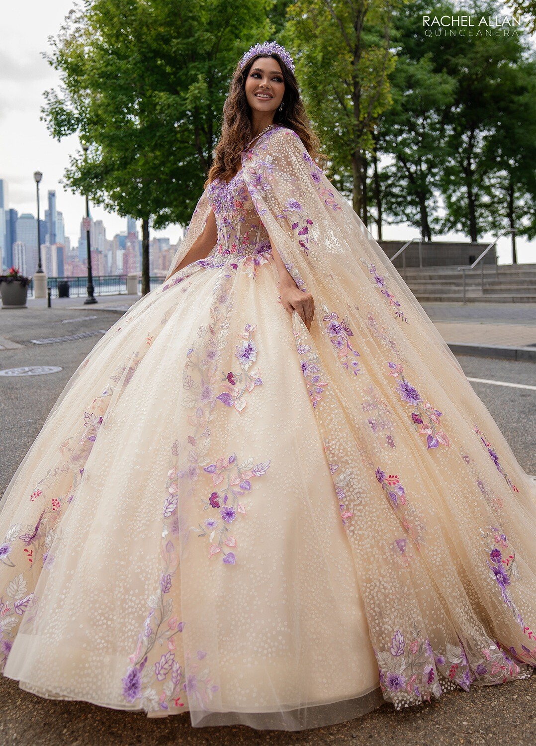 ​RQ2185 TULLE, GLITTER TULLE, APPLIQUE, BEADING BLUSH MULTI, CHAMPAGNE MULTI, LIGHT BLUE MULTI