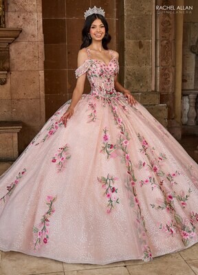 RQ2185 TULLE, GLITTER TULLE, APPLIQUE, BEADING BLUSH MULTI, CHAMPAGNE MULTI, LIGHT BLUE MULTI