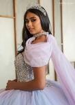 ​RQ1130 TULLE, GLITTER TULLE, BEADING Available In: BRIGHT PINK, CORAL, LILAC LIGHT BLUE, SAGE