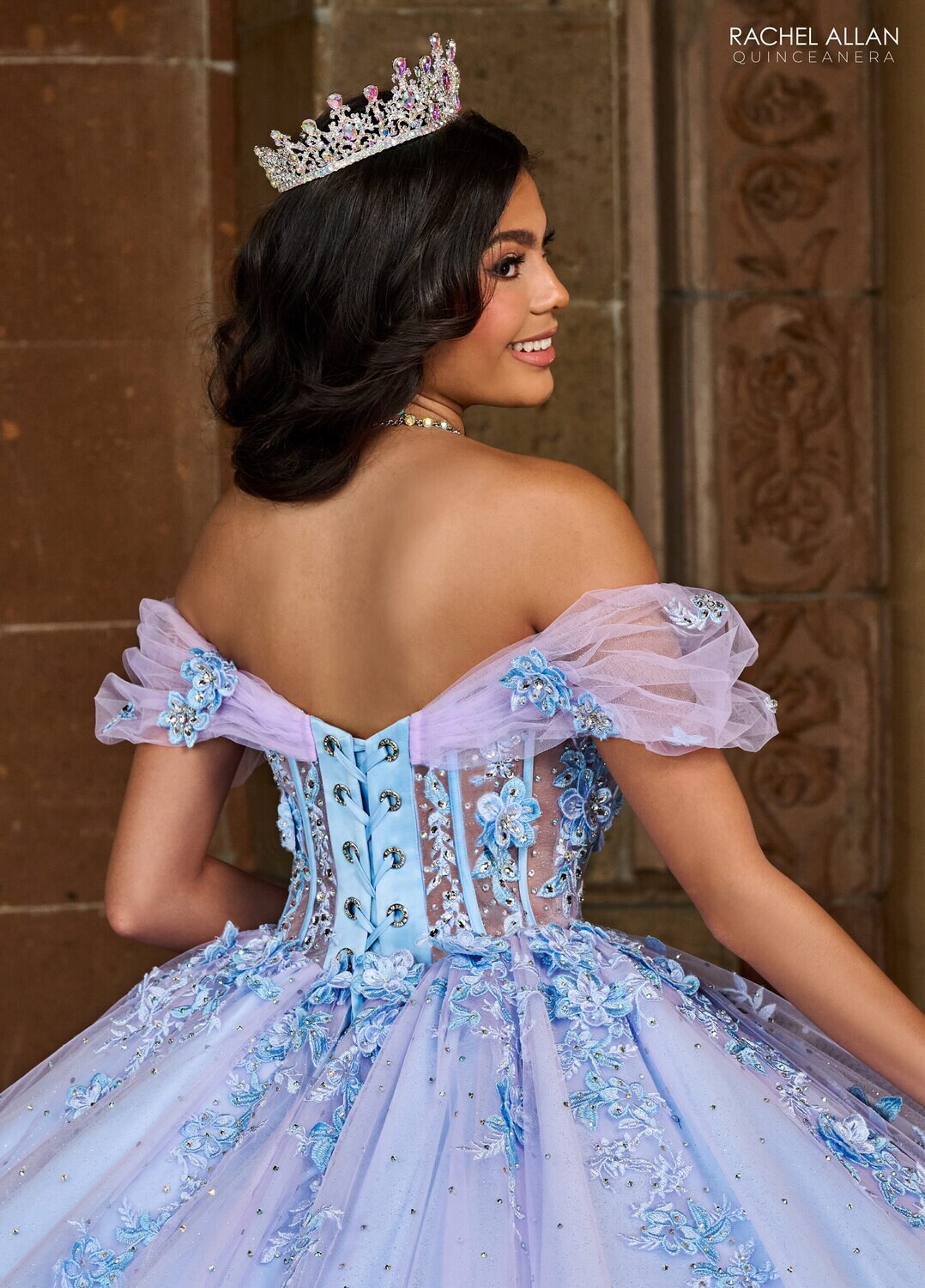 ​RQ2188 TULLE, GLITTER TULLE, APPLIQUE, BEADING, 3D FLOWERS LILAC LIGHT BLUE, RED