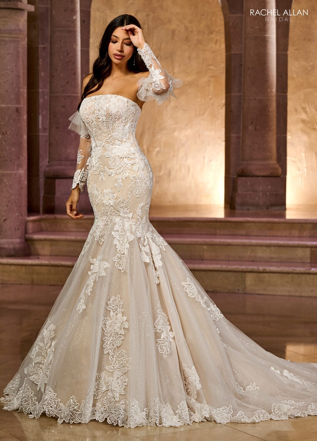 ​RB5044 TULLE, SEQUIN EMBROIDERED TULLE, APPLIQUE, BEADING Available In: IVORY, IVORY CHAMPAGNE, WHITE