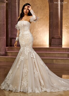 RB5044 TULLE, SEQUIN EMBROIDERED TULLE, APPLIQUE, BEADING Available In: IVORY, IVORY CHAMPAGNE, WHITE