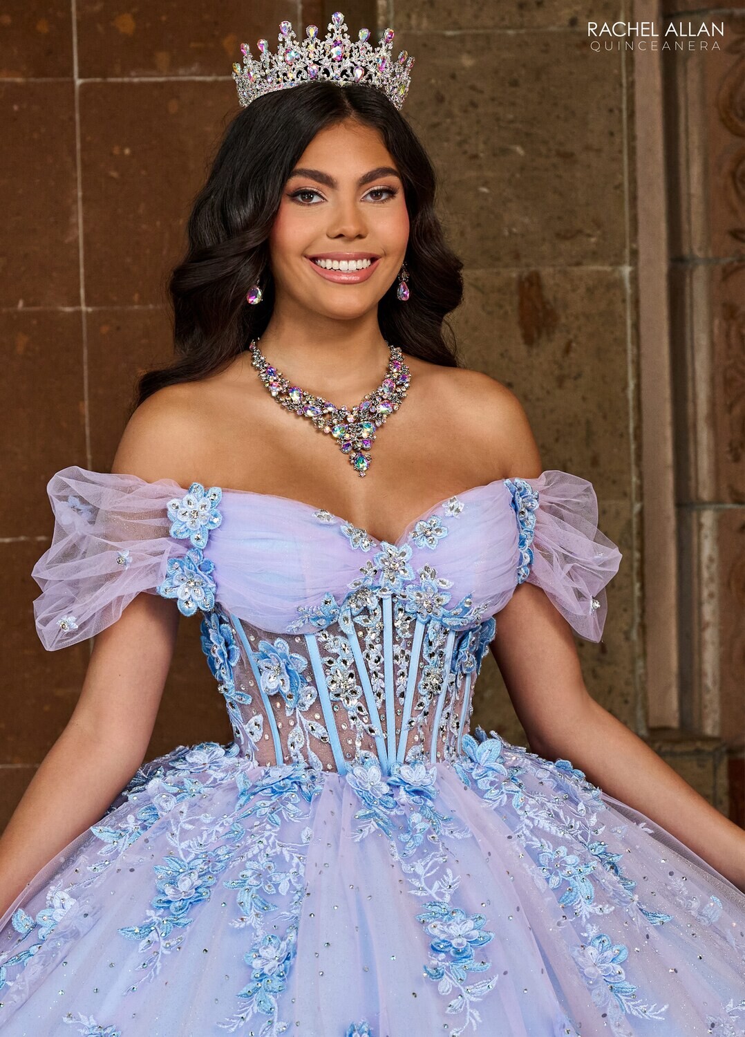 ​RQ2188 TULLE, GLITTER TULLE, APPLIQUE, BEADING, 3D FLOWERS LILAC LIGHT BLUE, RED